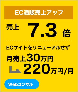 EC通販売上アップ。リニューアルせず売上7.3倍